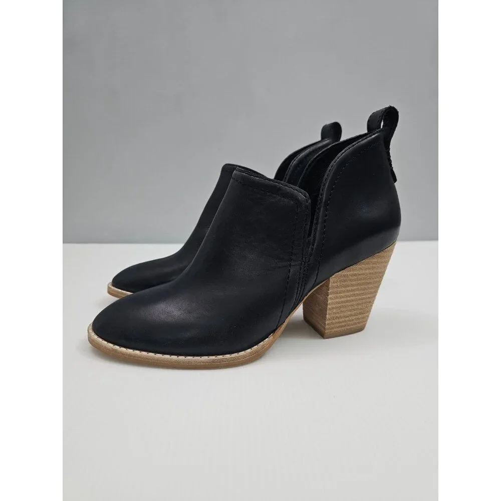 Jeffrey Campbell Rosalee Western Ankle Bootie Womens 8 Black Leather Heel NEW
